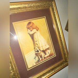 Framed Art Print of Girl with Dog